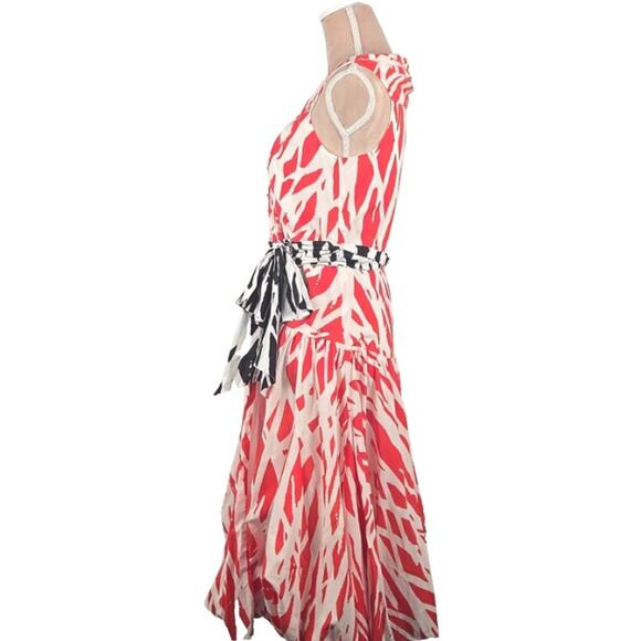 Diane Von Furstenberg Wrap Dress Red 100% Cotton Bubble Hem Size 6 - Picture 2 of 9